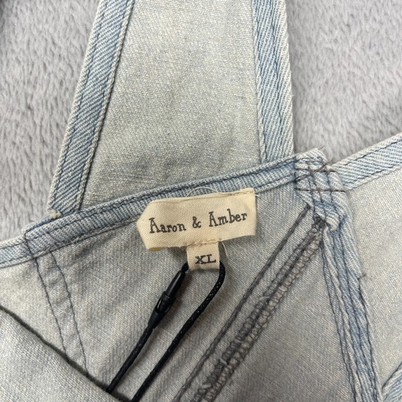 NWT Aaron & Amber Overalls Womens XL Blue Denim Flared Leg Adjustable Straps - Picture 6 of 10